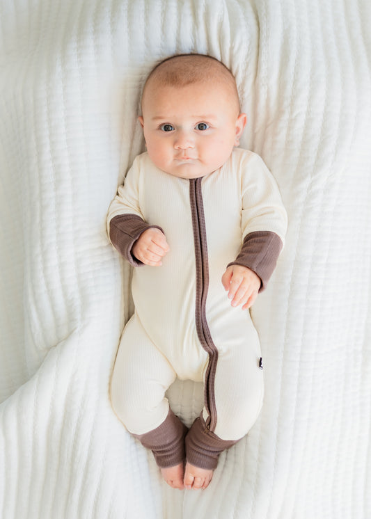 Oatmeal Ribbed Romper