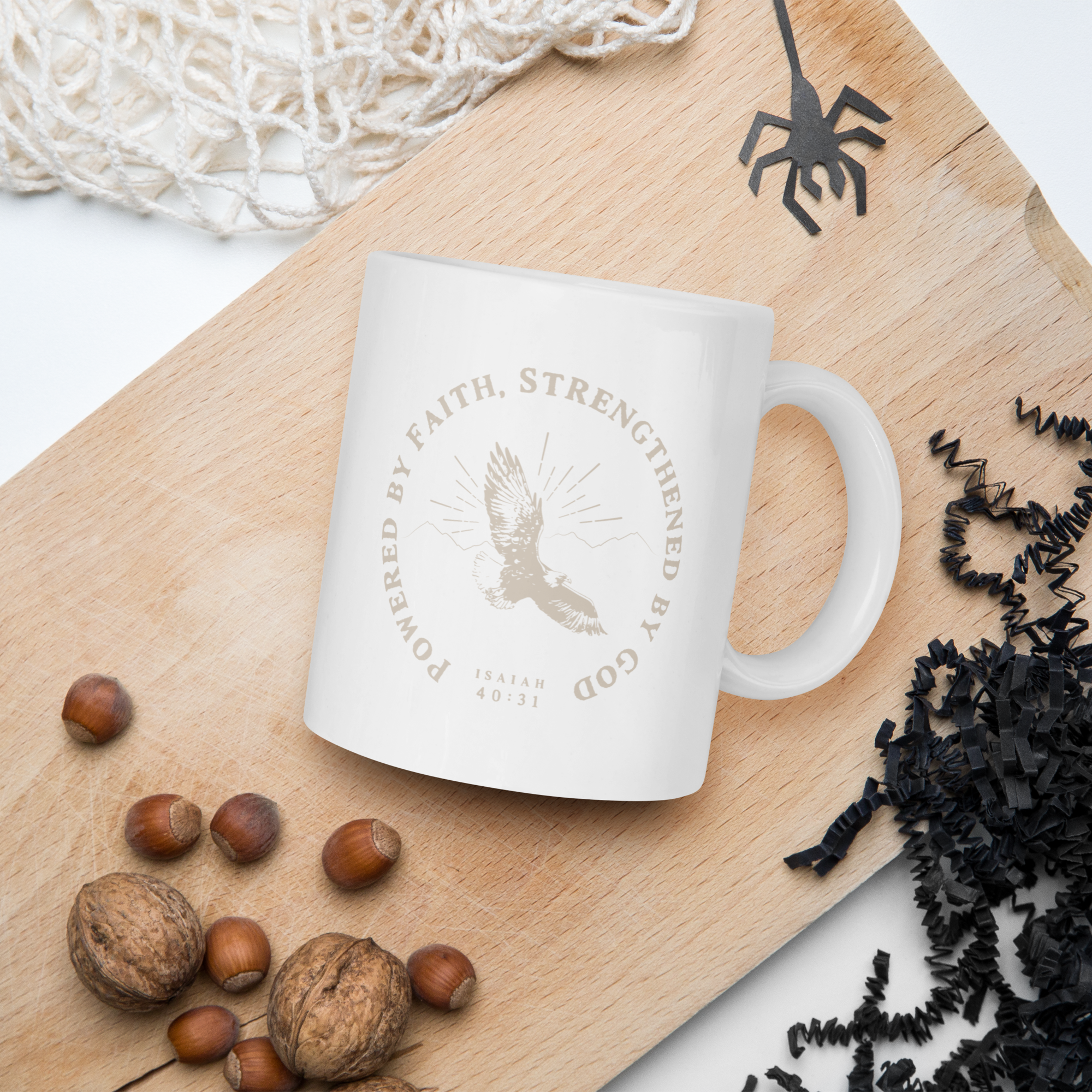 "Wait, Trust, Soar" White Glossy Mug