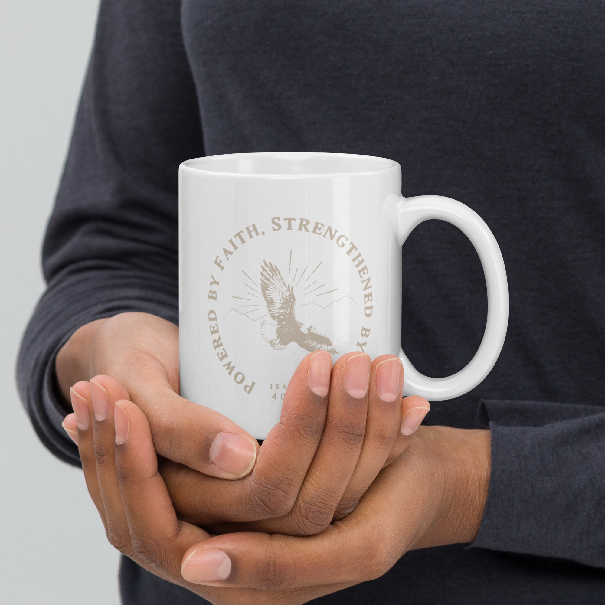 "Wait, Trust, Soar" White Glossy Mug